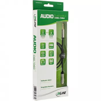 InLine tenký audiokábel 3,5 mm konektor samec / konektor samica stereo 1 m