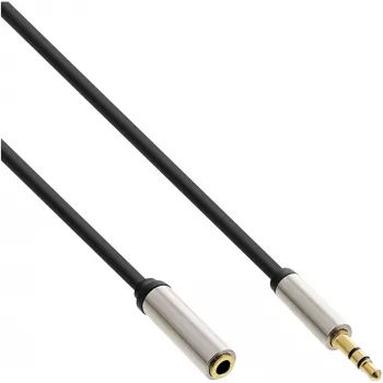 InLine tenký audiokábel 3,5 mm konektor samec / konektor samica stereo 0,5 m, 3,5 mm, konektor samec, 3,5 mm, konektor samica, 0,5 m, čierny