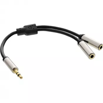 InLine tenký audio Y-kábel 3,5 mm konektor samec / 2x konektor samica 0,15 m
