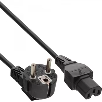 InLine napájací kábel, CEE7/7 zahnutý na C15 rovný, 3 x 1 mm², čierny, 5 m