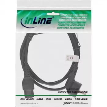 InLine napájací kábel, CEE7/7 zahnutý na C15 rovný, 3 x 1 mm², čierny, 5 m
