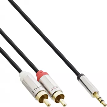 InLine tenký audiokábel 3,5 mm konektor samec / 2x cinch konektor samec 10 m