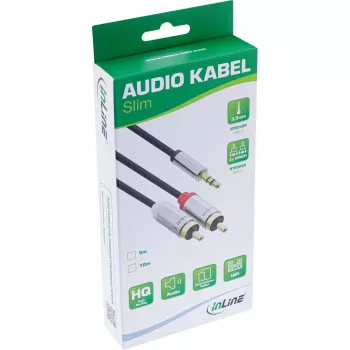 Audiokábel 3,5 mm konektor samec / 2x RCA konektor samec 5 m InLine 99245