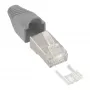 InLine crimp konektor RJ45 8P8C tienený s navliekacou pomôckou a ochranou proti zlomeniu, sivý