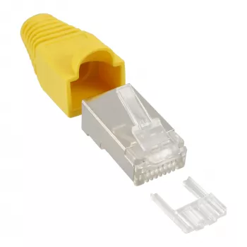 InLine crimp konektor RJ45 8P8C tienený s navliekacou pomôckou a ochranou proti zlomeniu, žltý