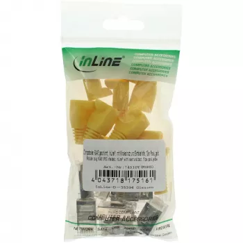 InLine crimp konektor RJ45 8P8C tienený s navliekacou pomôckou a ochranou proti zlomeniu, žltý