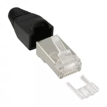 InLine crimp konektor RJ45 8P8C tienený s navliekacou pomôckou a ochranou proti zlomeniu 100 ks