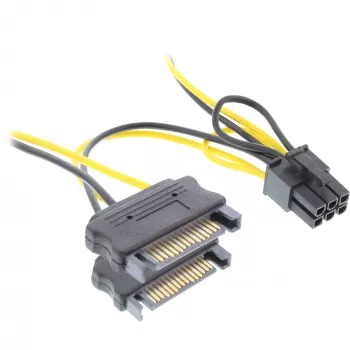 InLine napájací adaptér 2x SATA / 6 pin pre PCIe grafickú kartu 26628B