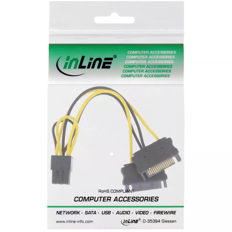 InLine napájací adaptér 2x SATA / 6 pin pre PCIe grafickú kartu 26628B