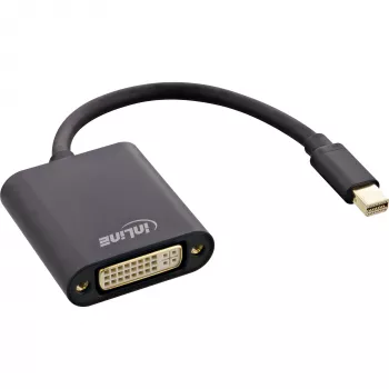 InLine Mini DisplayPort konektor samec / DVI-D 24+1 adaptér konektor samica hliník čierny, 0,15 m