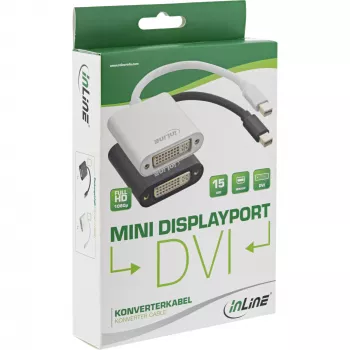 InLine Mini DisplayPort konektor samec / DVI-D 24+1 adaptér konektor samica hliník čierny, 0,15 m
