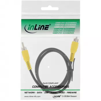 InLine video kábel, 1x RCA M/M, žlté konektory, 5m