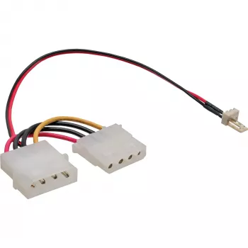 InLine adaptér kábel pre ventilátor, 3-pinový ventilátor / 4-pinové napájanie, 0,3 m
