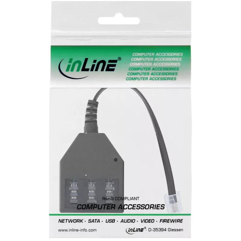 InLine TAE nemecký adaptér kábel RJ11 6P4C konektor samec na TAE NFN konektor samica 69942A