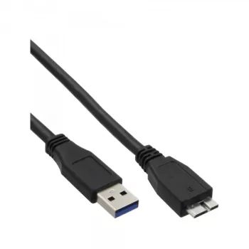 InLine USB-3.2-Gen.1-kábel, Typ-A-konektor samec / Micro-B-konektor samec, čierny, 3 m