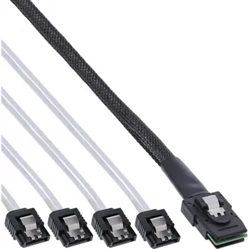 InLine SAS kábel Mini SAS SFF8087 na 4x SATA priamo OCR 0,75 m
