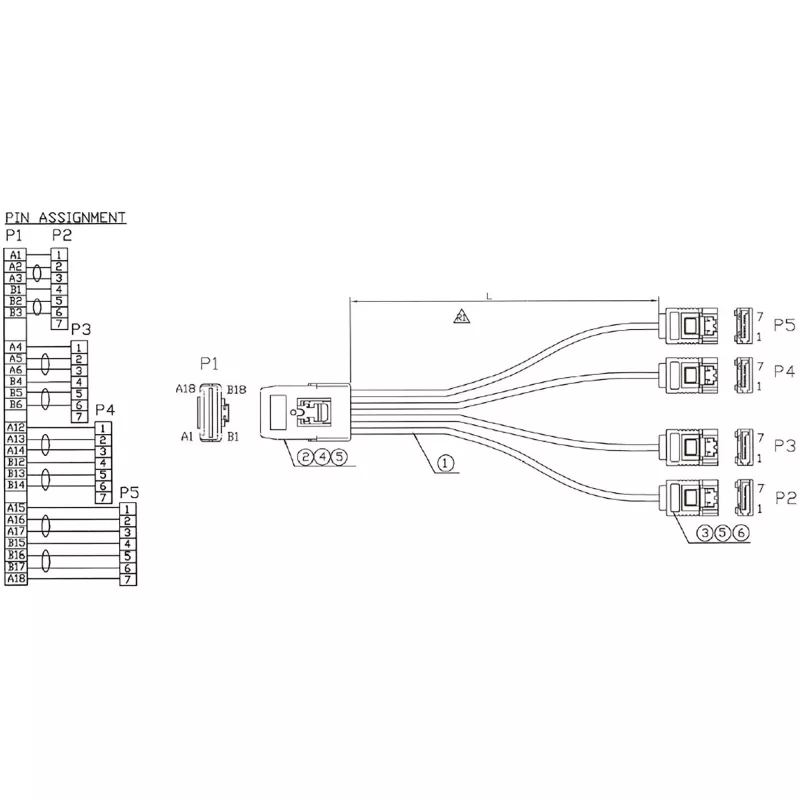 InLine SAS kábel Mini SAS SFF8087 na 4x SATA priamo OCR 0,75 m