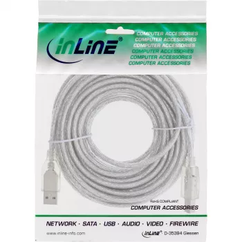USB 2.0 kábel Type-A samec / Type-B samec InLine 34518T 2m transparentný