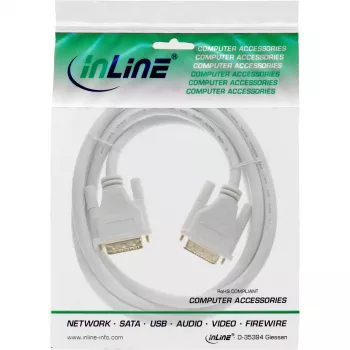 InLine DVI-D kábel 24+1 samec/samec DVI Dual Link biely/zlatý 2m