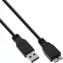 InLine USB 3.2 Gen.1 Kábel, USB-A na Micro-USB B, 5 m, čierny (35450)
