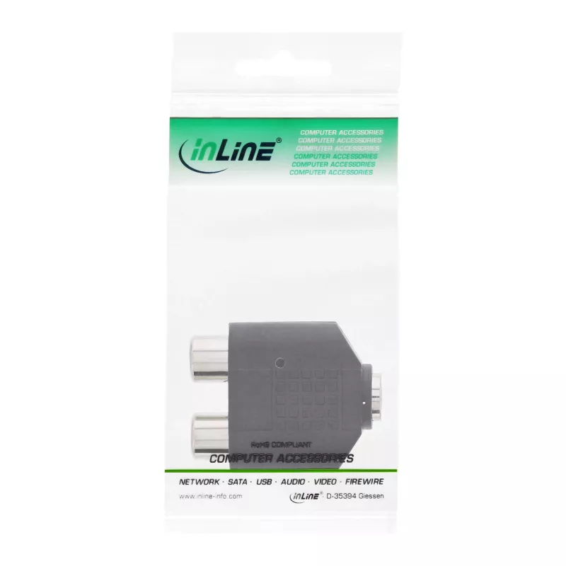 Audio adaptér 3,5 mm samica, samica stereo / 2x Cinch, samica InLine 99346