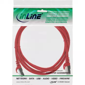InLine patch kábel F/UTP Cat.5e červený 1m