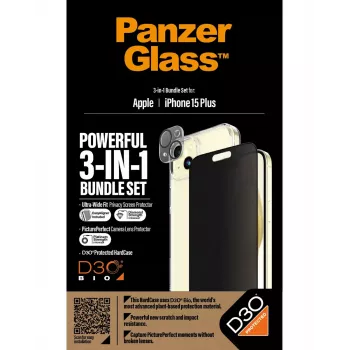 PanzerGlass Privacy 3-in-1 Pack iPhone 15 Plus tvrdené sklo