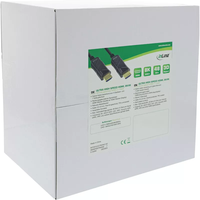 InLine HDMI AOC kábel, Ultra High Speed HDMI kábel, 8K4K, čierny, 80m