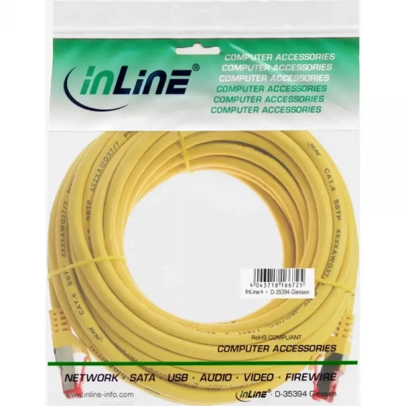 InLine patch kábel S/FTP PiMF Cat.6 250MHz PVC meď žltý 40m