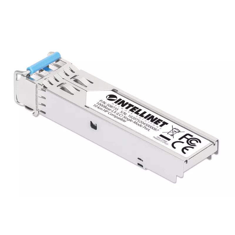 Intellinet 508735 gigabitový optický vláknový transceiverový modul SFP 1000Base-LX, LC Duplex Single-Mode, 10 km, 1310 nm, kompatibilný s HPE J4859A