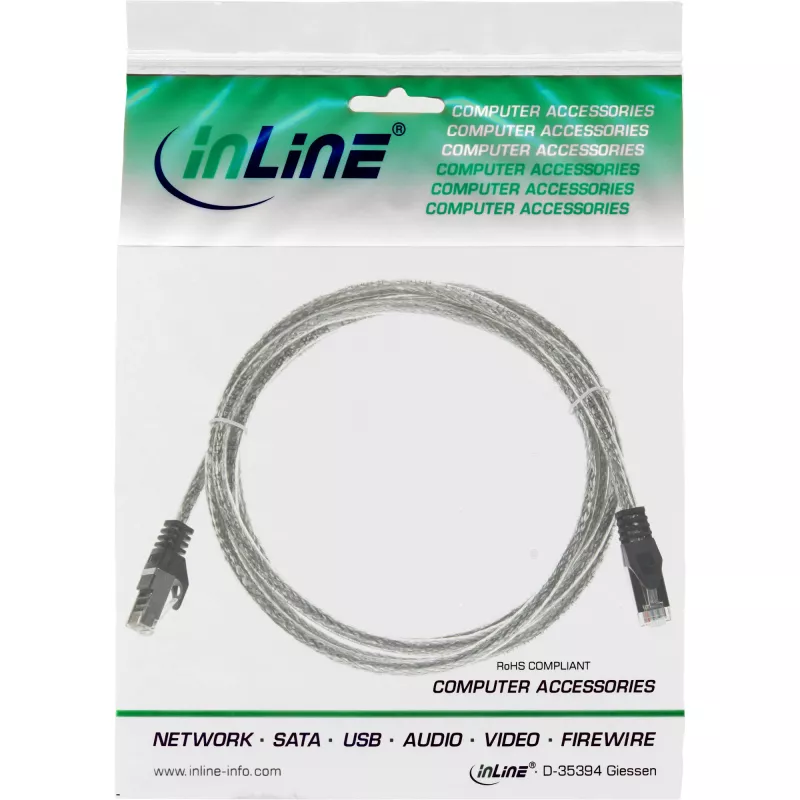 InLine patch kábel SF/UTP Cat.5e transparentný 1 m