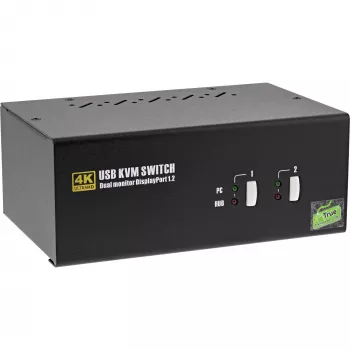 InLine Desktop KVM prepínač, 2-portový, Dual Monitor DisplayPort 1.2, 4K, USB 2.0