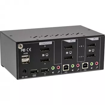 InLine Desktop KVM prepínač, 2-portový, Dual Monitor DisplayPort 1.2, 4K, USB 2.0