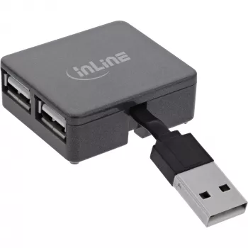 InLine USB 2.0 4-port hub, USB-A konektor samec na 4x USB-A konektor samica, kábel 4cm