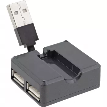 InLine USB 2.0 4-port hub, USB-A konektor samec na 4x USB-A konektor samica, kábel 4cm