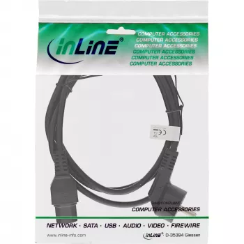 InLine napájací kábel, CEE7/7 zahnutý na C15 rovný, 3 x 1mm², čierny, 1,8m