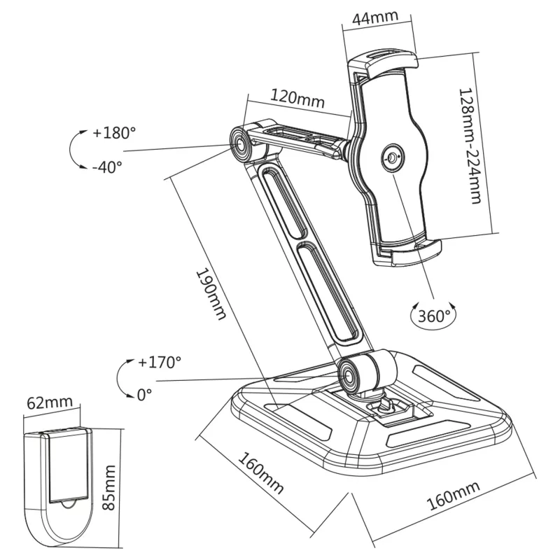 InLine držiak tabletu na nástennú alebo stolovú montáž, univerzálny pre 4,7