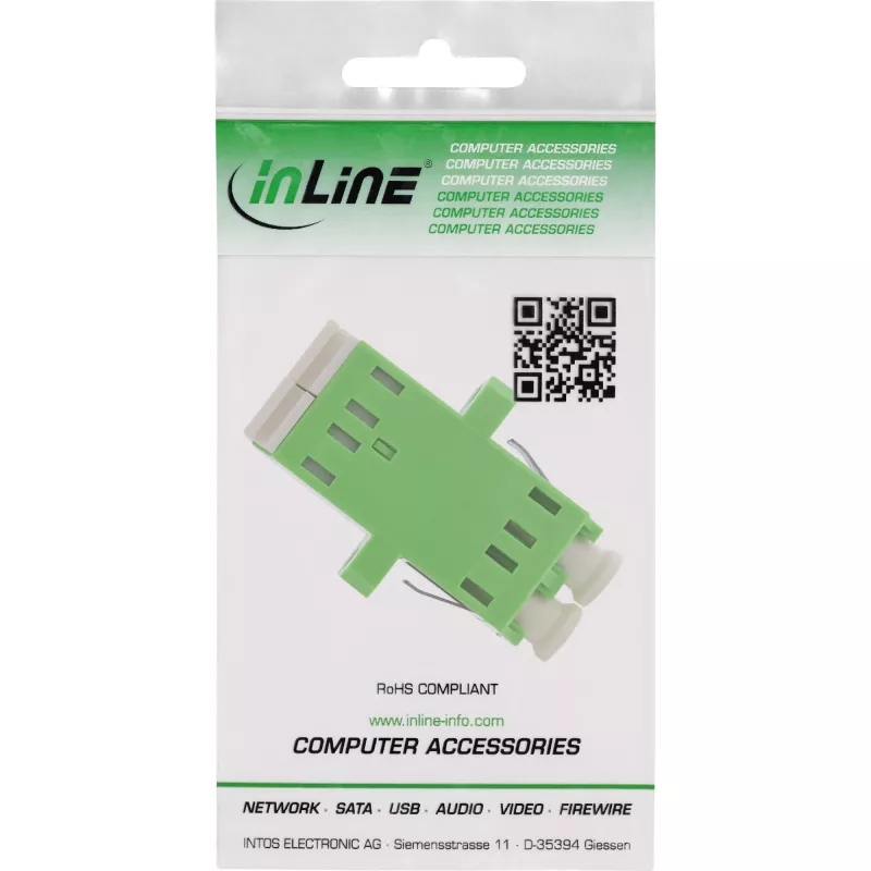 Glasfaser-Adapter InLine 89989R Duplex LC/LC SM konektor samica/konektor samica zelená