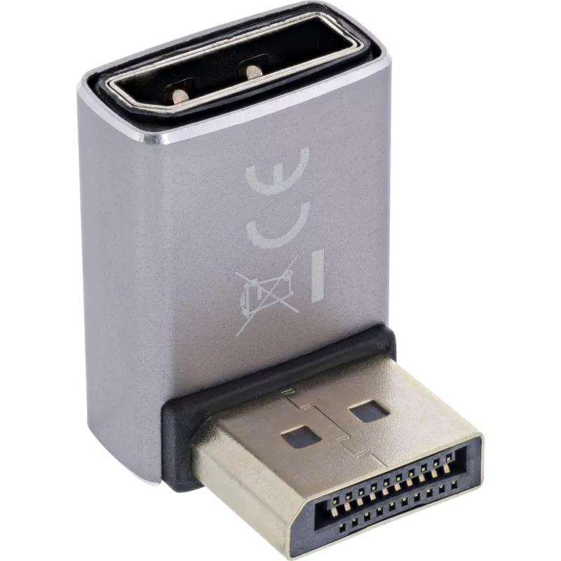 InLine 17291F Adaptér DisplayPort 1.4, samec/samica, 90 stupňov nadol, 8K