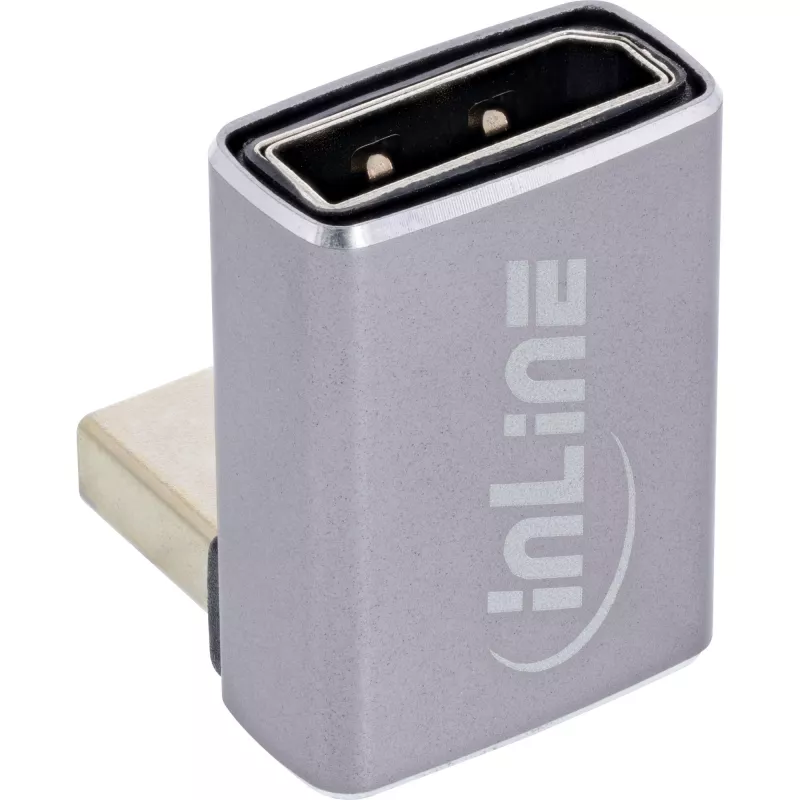 InLine 17291F Adaptér DisplayPort 1.4, samec/samica, 90 stupňov nadol, 8K