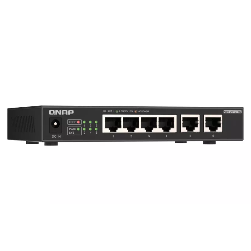 QNAP QSW-2104-2T-R2 Sieťový switch Unmanaged 10G Ethernet (100/1000/10000) Desktop čierna