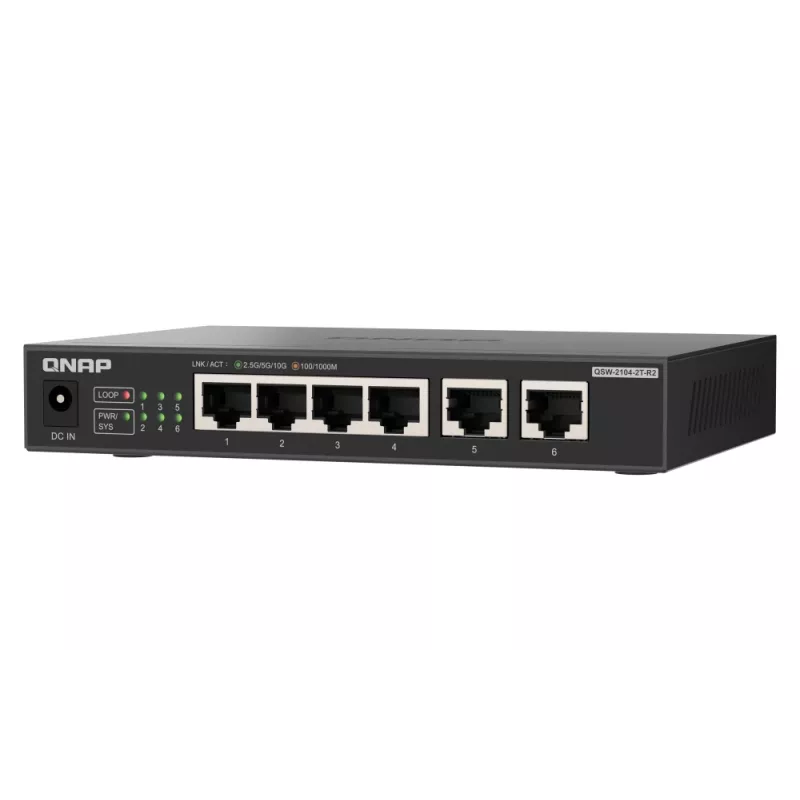 QNAP QSW-2104-2T-R2 Sieťový switch Unmanaged 10G Ethernet (100/1000/10000) Desktop čierna
