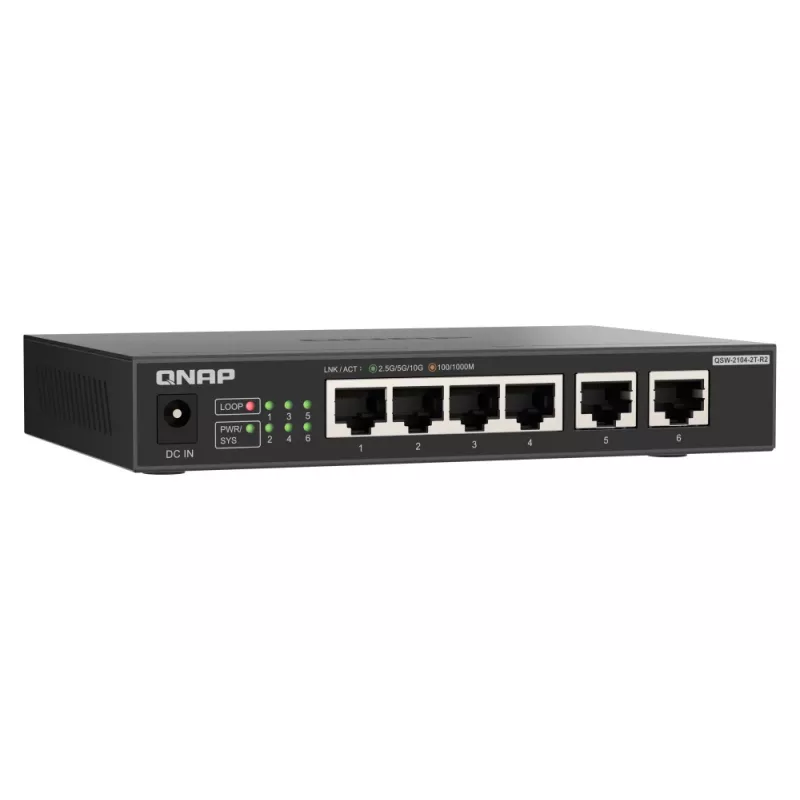 QNAP QSW-2104-2T-R2 Sieťový switch Unmanaged 10G Ethernet (100/1000/10000) Desktop čierna