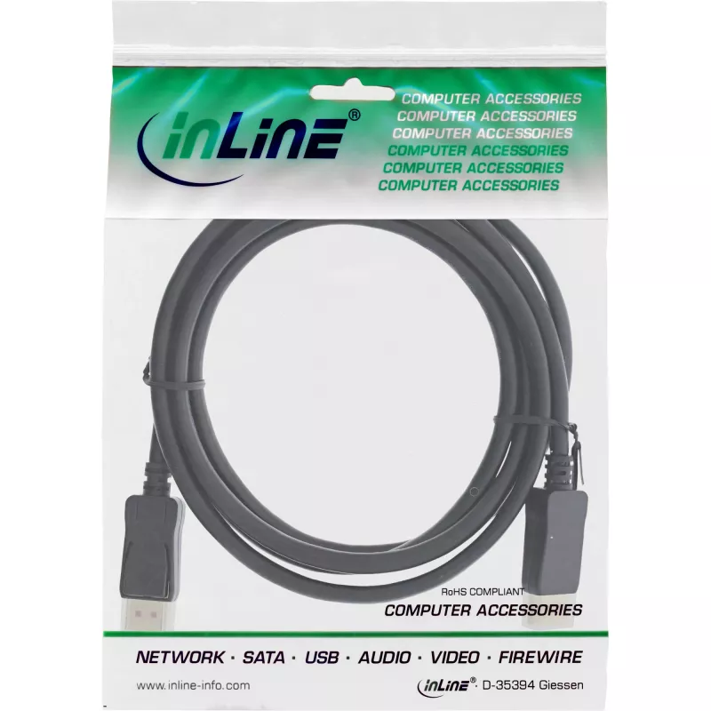 DisplayPort kábel InLine 15303 3 m čierny DisplayPort na DisplayPort