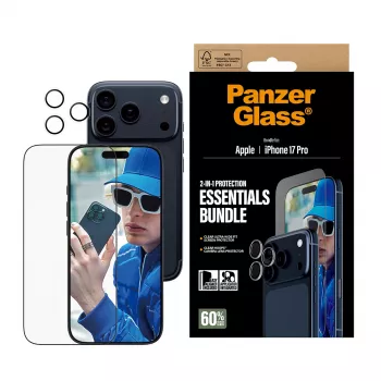 PanzerGlass 2-in-1 Essentials Bundle iPhone 17 Pro odolný proti poškriabaniu a nárazom