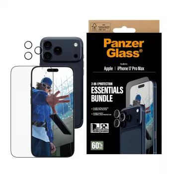 PanzerGlass 2-in-1 Essentials Bundle iPhone 17 Pro Max odolný proti poškriabaniu a nárazom