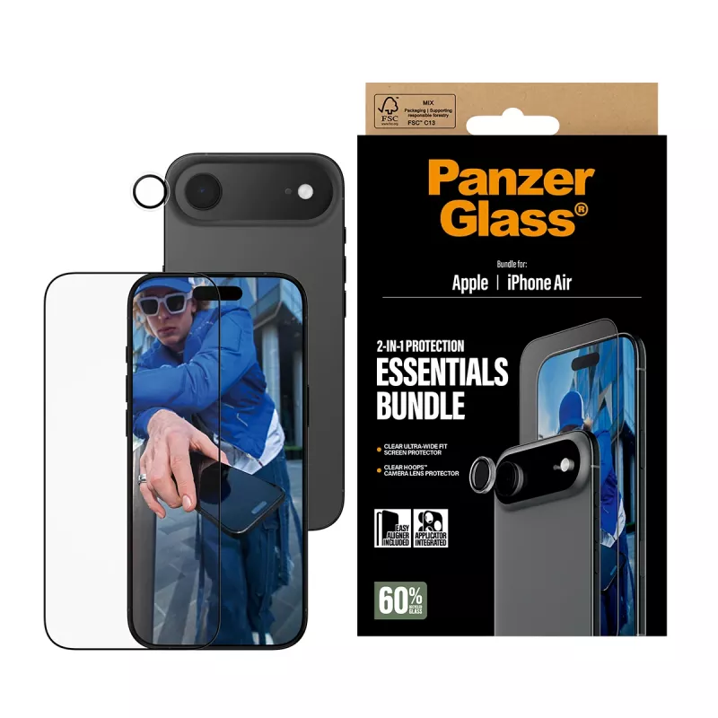 PanzerGlass 2-in-1 Essentials Bundle iPhone Air odolný proti poškriabaniu a nárazom