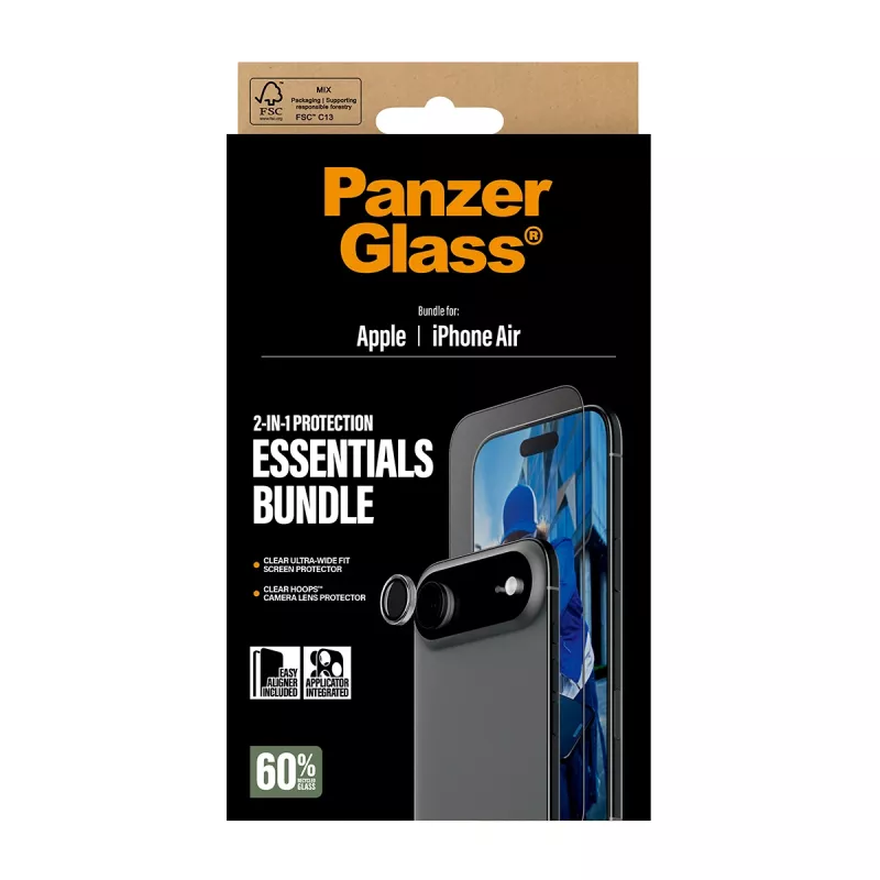 PanzerGlass 2-in-1 Essentials Bundle iPhone Air odolný proti poškriabaniu a nárazom