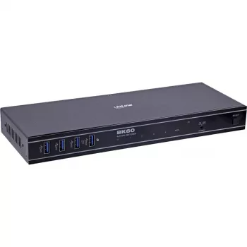 InLine 57885D KVM prepínač, 4-cestný, HDMI, 8K@60Hz, USB 3.2, s IR a RS-232