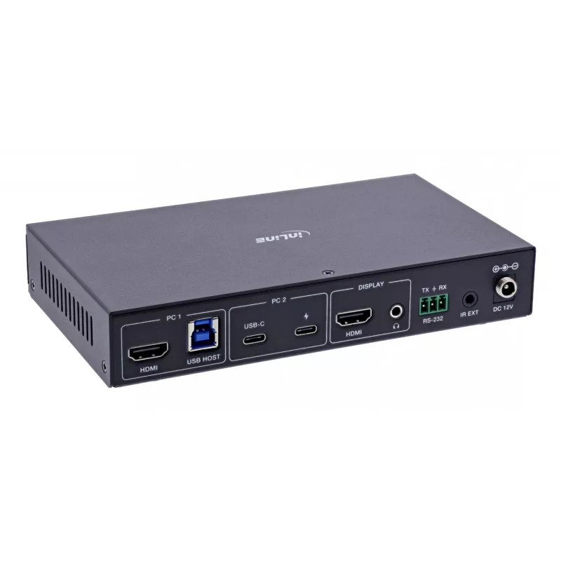 InLine 57885E KVM prepínač, 2-cestný, HDMI a USB-C, 4K60Hz